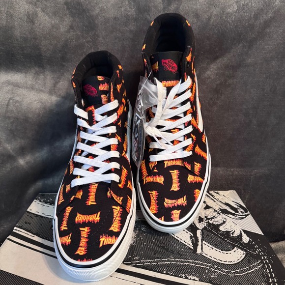 Vans Other - NEW Vans x Thrasher Skate Sk8-Hi Men Size 12 Black Flame Logo High Top Sneakers